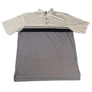FootJoy‎ Mens Shirt Polo Collared Golf Black Gray White Stripes Size X-Large XL